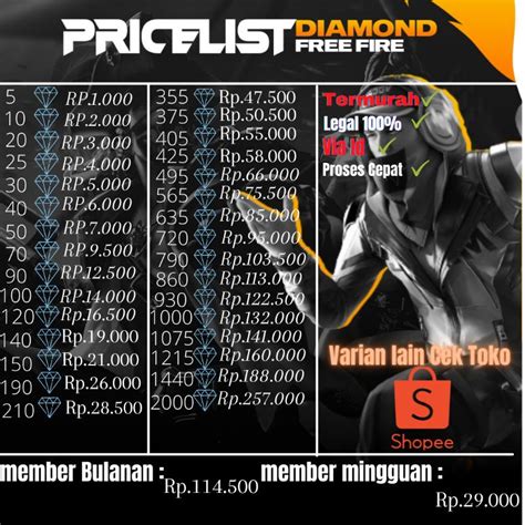diamond murah ff pengguna mobile sebagai tambahan, bonus Pemain VP Handal top up harga Premium murah hari ini langsung image 1