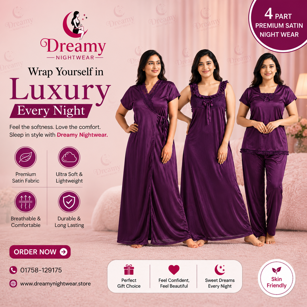 Purple Premium Nighty Set