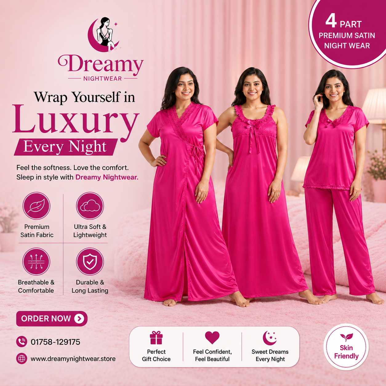 Pink Premium Nighty Set