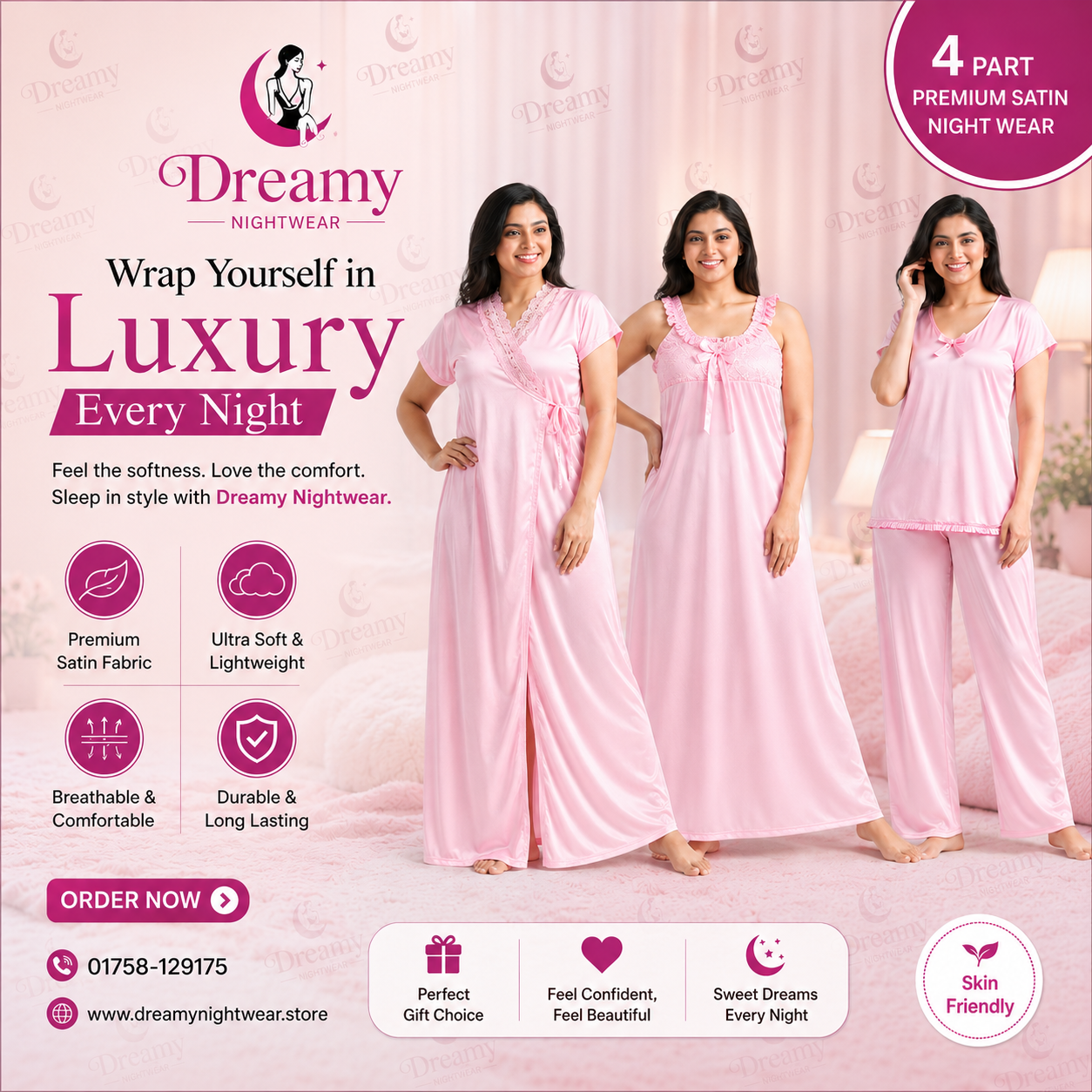 Light Pink Premium Nighty Set
